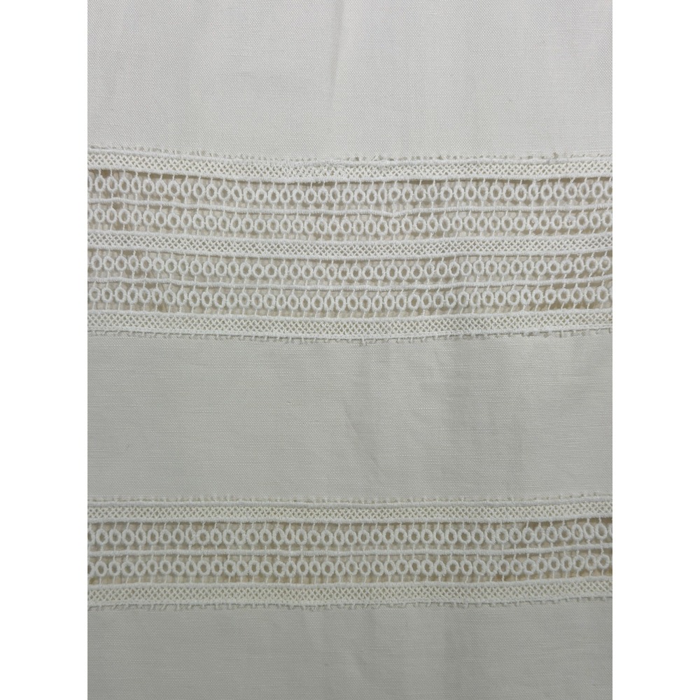 LOFT Lace Stripe Shift Dress Womens Size 8 Ivory Linen Cotton Sleeveless Lined - Picture 7 of 15